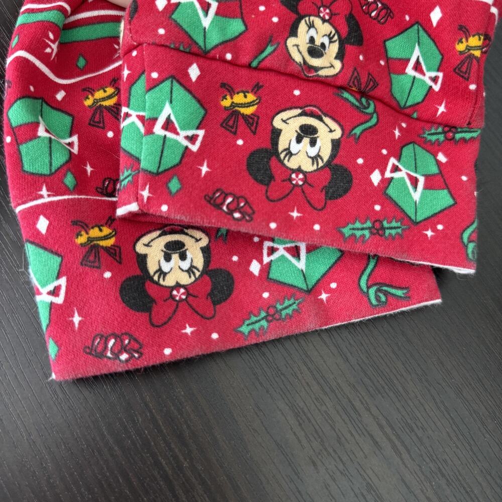 Disney Minnie Mouse One Piece Pajamas Womens Medium Christmas Jumpsuit with Ears - Picture 8 of 9